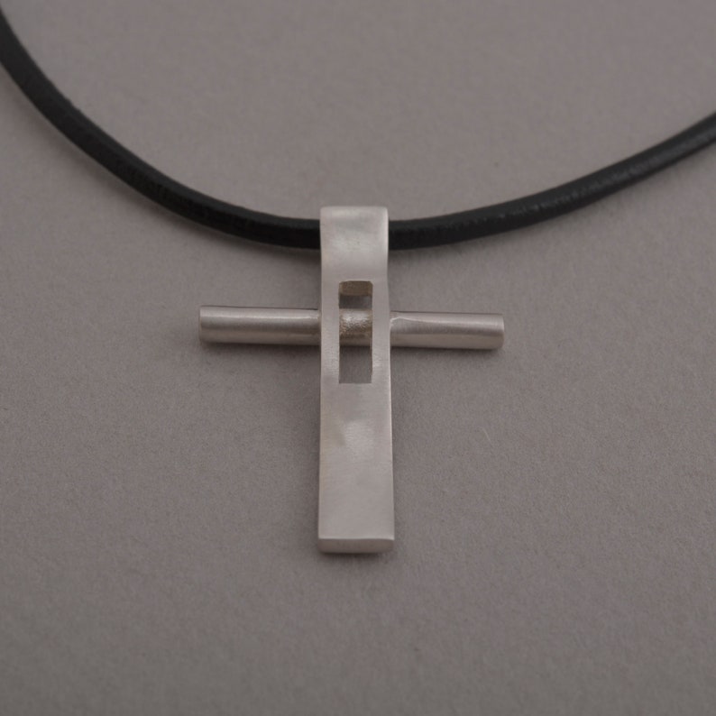 Modern Cross Necklace Sterling Silver Cross for Men Etsy
