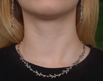 Sterling Silver Olive Tree Twig Necklace: Nature Inspired Jewelry KA51| 15% OFF Annual Sale