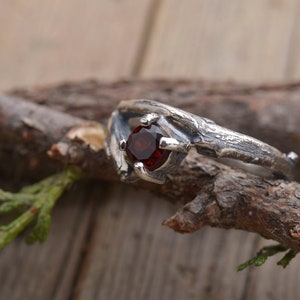 Branch Ring with Natural Gemstone, Garnet Twig Ring, Sterling Silver Engagement jewelry DA525