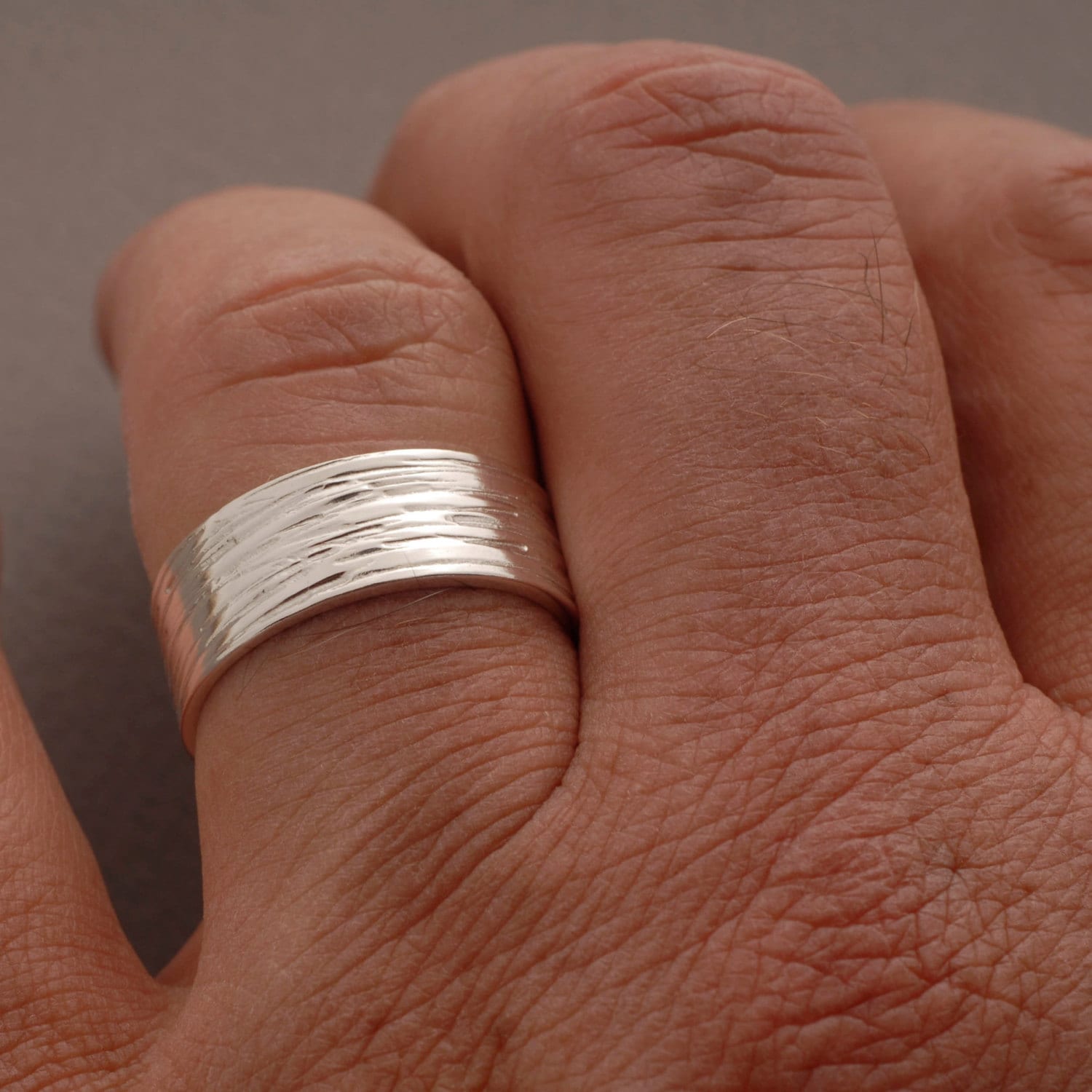 Mens Wedding Band Textured Sterling Silver Wedding Ring Etsy