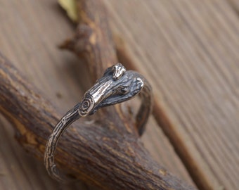 Tree Bark Ring, Knot Branch Ring, Forest Twig Band DA487