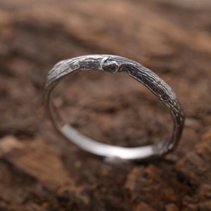 Twig Ring for Women, 3mm wide Sterling Silver Branch Elegant Band DA723