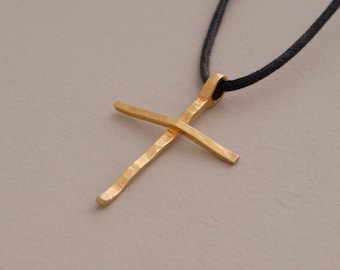 Minimalist womens cross necklace, Gold plated sterling silver cross pendant, Christian gift for her ST628x