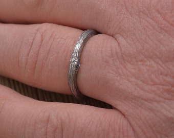 Forest inspired silver bands, His & hers twig wedding rings, 3mm wide, BE177