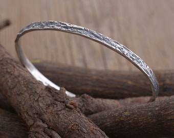 Manchette d’écorce d’arbre, bracelet en argent sterling, manchette de branche d’arbre personnalisée, BA120