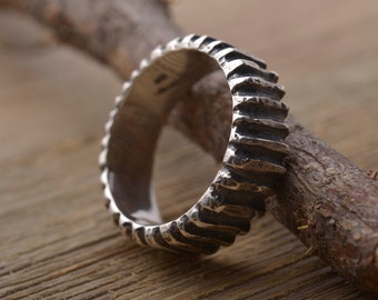 Unikat Sterling Silber Band, 8mm breit Handgefertigter Ring, Versprechen Ring für Ihn, DA535