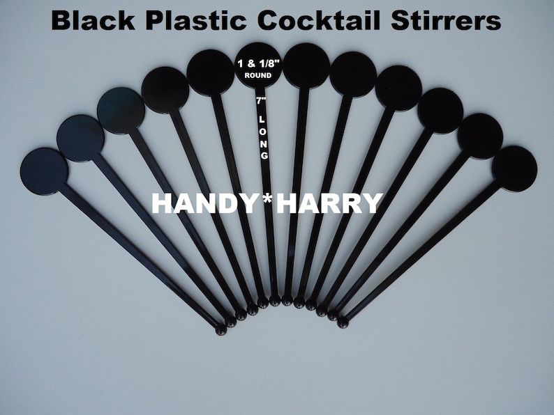 Black Plastic Cocktail Stirrers Weddings Bridal Shower Baby Etsy