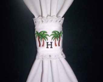 Palm Tree Embroidery Designs: Wine Bootie Coaster & Napkin Ring (HUS Format) (Instant Download)