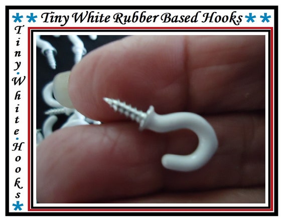 White Jewelry Hooks White Tiny Cup Hooks 3/4 White Hooks DIY Craft Wood  Projects Rubber Coated Hooks Tiny Jewelry Hooks White Eye Hooks 