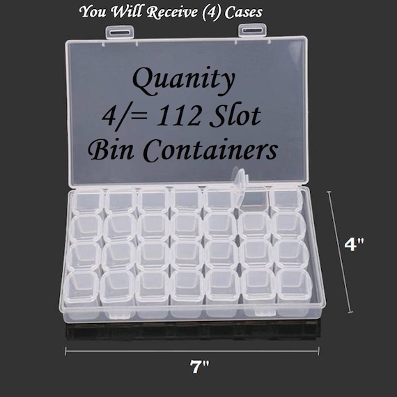 112 Bead Containers 4 28 Slot Clear Plastic Empty Storage Box Nail