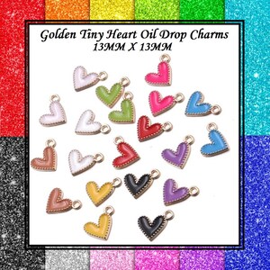 Heart Charms Oil Drop Diamond Style Heart Charms DIY Craft Project (50/100) MIXED Color Hearts Mini Hearts Mini Love Hearts Very Sweet Charm