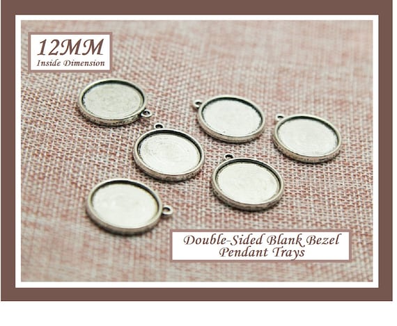 12mm Double Sided Antique Silver Blank Bezel Settings 30 Antique
