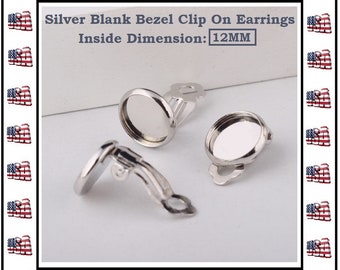 20 PRS 12MM Blank Bezel Clip On Earrings Cabochon Blank DIY Great For Kids 12MM Clip On Earrings Girls DIY Jewelry Parts Stainless Steel