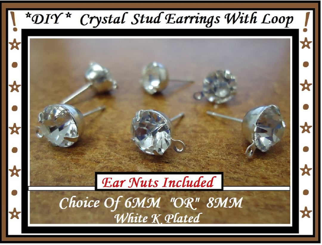 Crystal Stud Post Earrings With Loop Add A Charm From The Loop Make