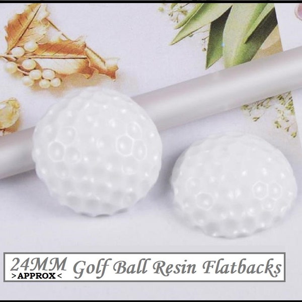 Golf Balls Resin Flatbacks 12 PCS Approx 24MM Round White Golf Balls Flatbacks Golf Embellishment Accessories DIY Scrapbooking Party decor