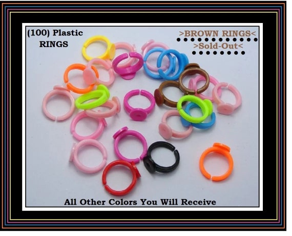 Kids Plastic Rings 9MM Glue Pad Add UR Own Flat Back Jewel Party