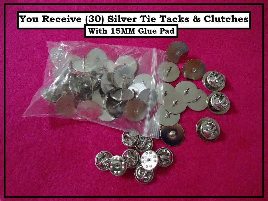 15MM Silver Tie Tacks Lapel Pin Findings Clutch Pin 15 MM Glue Etsy