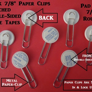 25 / 50 Blank Paper Clips Included and Attached Double Sided Circle Tape Per Clip peel off paper an stick DIY Craft Project Jewelry Findings