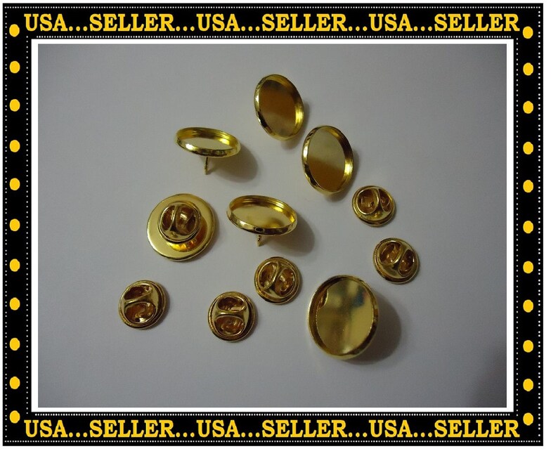 Gold Lapel Pins 20mm 12 Pcs Blank Gold Round Blank Brooch Etsy