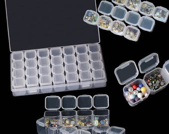 Bead Container 28 Slots Clear Plastic Empty Storage Box Nail Art Rhinestone Tools (2) Jewelry Bead Display Storage Box Case Organizer Holder