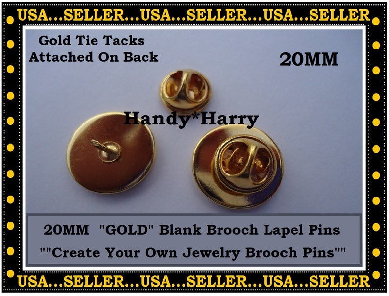 Gold Lapel Pins 20mm 12 Pcs Blank Gold Round Blank Brooch Etsy