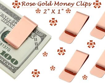 10 Rose Gold Money Clips No Bezel Stainless Steel Money Clip Very Unique Color Money Clips 2" X 1" DIY Craft Jewelry Findings Mens Gift