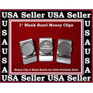 Silver Blank Money Clips Stainless Steel Money Clip & Blank Bezel DIY Craft Gift Men Money Clip 1&quot; Bezel Tray Nice Wedding Gift 4-6-12 PCS