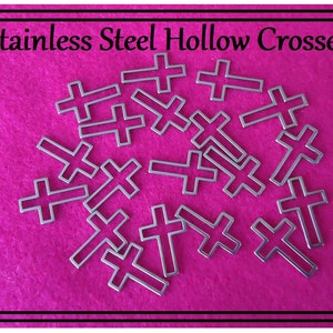 20) Stainless Steel Silver Cross Charms Connector Cross Charms Cross Pendant Charm Sweet Charm For Your DIY Craft Project Hollow Cross Charm