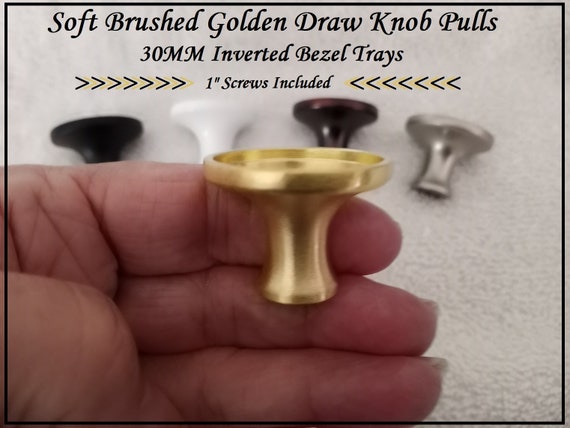 Soft Gold Dresser Knobs DIY 30MM Blank Bezel Tray Draw Pulls Great DIY Projects Kitchen Handle Pulls Make Your Own Kitchen Cabinet Knobs