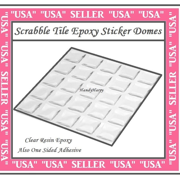 Scrabble Tile Crystal Clear Epoxy Stickers One Sided Adhesive Resin Epoxy Dome (50/100) Epoxy Sticker DIY Craft Project Jewelry Findings