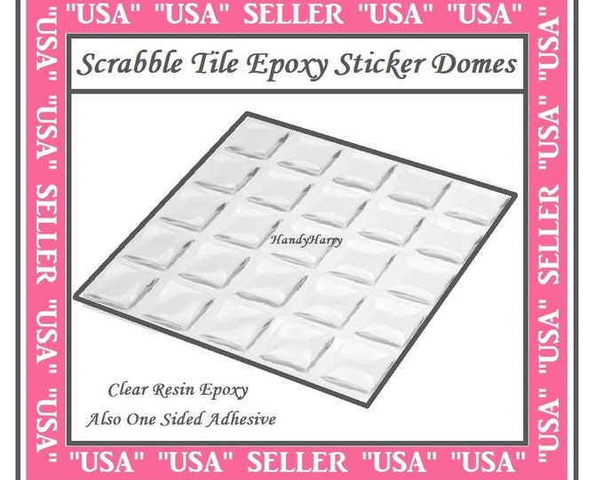 Scrabble Tile Crystal Clear Epoxy Stickers One Sided Adhesive Resin