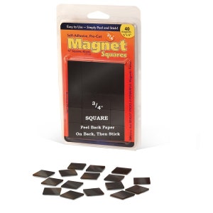 Magnet Squares with Adhesive Back - Adhesive Magnetic Squares - Sticky  Magnets for Crafts & More! 1/16 Thick, 1 x 1 Pack of 12