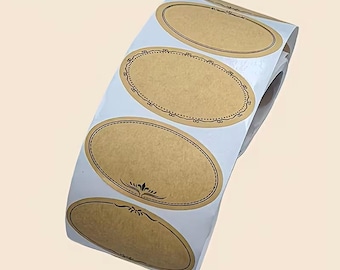 Kraft Oval Jar Labels, Scroll Design, Kitchen Canning Stickers (250 Count)