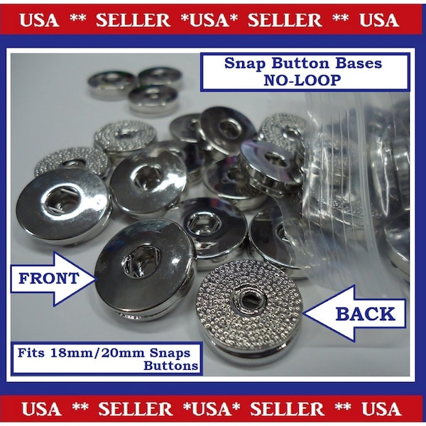 Snap Button Base (10/20) Pieces Fits Snap Buttons 18MM OR 20MM No Loops Make Ur Own Jewelry DIY Jewels Earrings Cuff Links Brooches