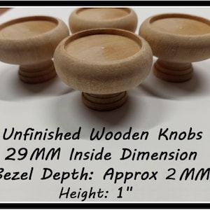 Unfinished Wooden Kitchen Knobs 29MM Blank Bezel Tray Pulls DIY Project Customize Your Own Decor Dresser Knobs Unfinished Cabinet Knobs