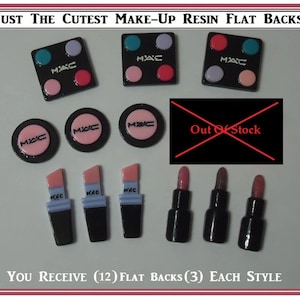 Make Up Resin Flat Backs (12) Cell Phone Embellishments Flatbacks DIY Craft Project Scrapbooking Girl Hair Bow Hair Pin Eye Shadow Lip Stick