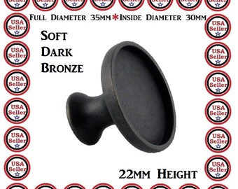 12) Dark Bronze Kitchen Knobs Blank Bezel Tray Dresser Knobs DIY Craft Add Own Graphic Customize Ur Decor Drawer Knob 30MM Glass Dome Insert