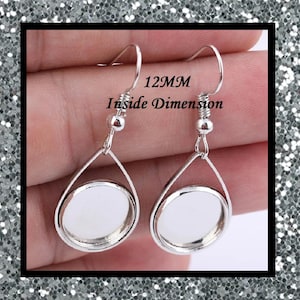 12MM Gold Blank Bezel Earrings With Ear Wires Gold Plated 12MM Blank Bezel Teardrop Tray Jewelry Findings DIY Crafts 12MM Inside Dimension