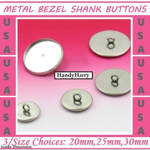 Blank Bezel Button Shanks Blank Button Trays 20MM 25MM OR 30MM DIY