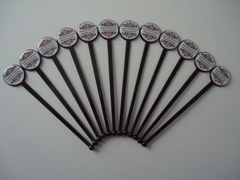 Black Plastic Cocktail Stirrers Weddings Bridal Shower Baby Etsy