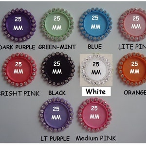 25mm Rhinestone Bezel Blank, Acrylic Cameo Base, Kids Necklace Pendants 10 Color Choices Flatback Bezel Cups