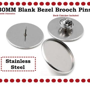 30MM Stainless Steel Blank Brooch Pin Base Tray Jewelry Finding DIY Crafts Bezel Tie Tack Back Lapel Pins Brooch Lapel Pin Collar Pin 10/PCS
