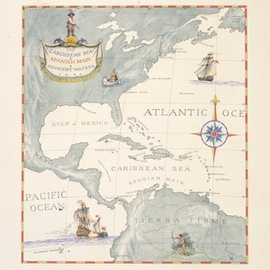 El mar Caribe, español principal, carta de aguas adyacentes de 1690.