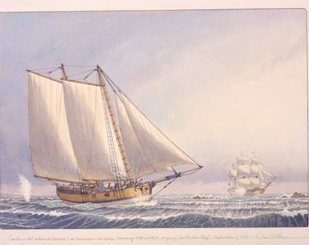 Continental schooner HANNAH evading HMS LIVELY, 1775.