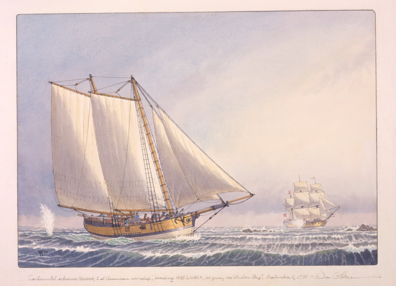 Continental Schooner HANNAH Evading HMS LIVELY, 1775. - Etsy