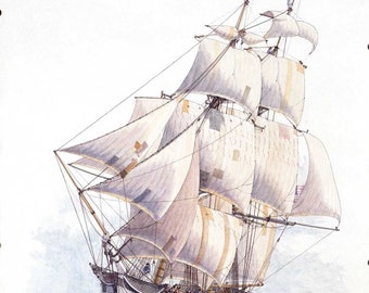 El bergantín "Pilgrim" se prepara para zarpar.