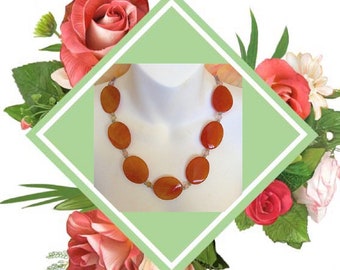 Carnelian boho fashionista beaded orange necklace, gemstone jewelry, gift for mom wife sister girlfriend, spiritual present for any occasion