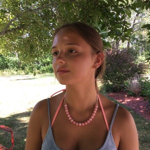 Gorgeous Pink Ruby necklace with Silver chain, round faceted gemstone beads, pink gems sophisticated simplicity, any occasion women&#39;s gift