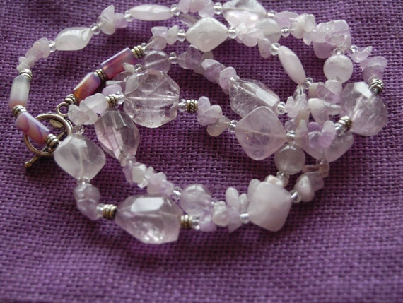 Powerful Amethyst necklace, Amethyst double necklace, Lavender Amethyst, faceted oval and free form beads, sacred gem gift, wearable gems