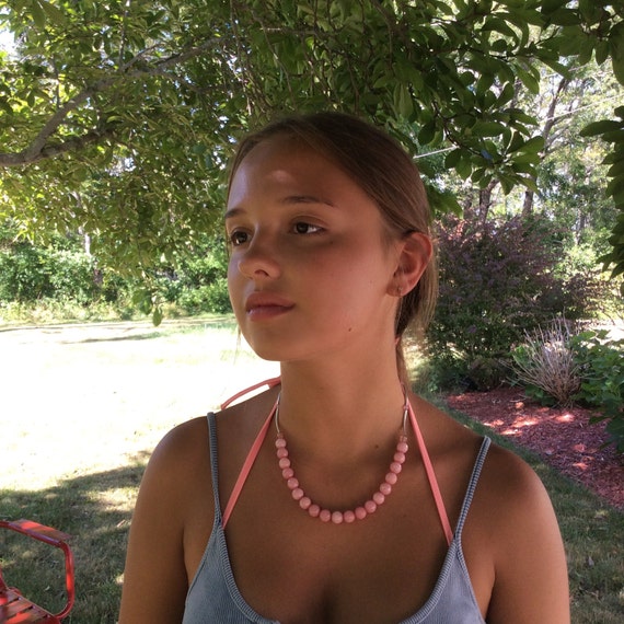 Gorgeous Pink Ruby necklace with Silver chain, round faceted gemstone beads, pink gems sophisticated simplicity, any occasion women's gift